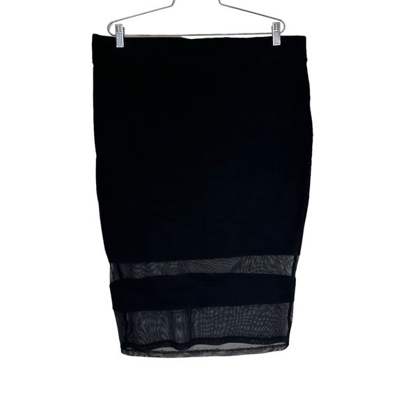 Torrid 2 Mesh Shadow Striped Knit Pencil Midi Skirt Black - Picture 6 of 9